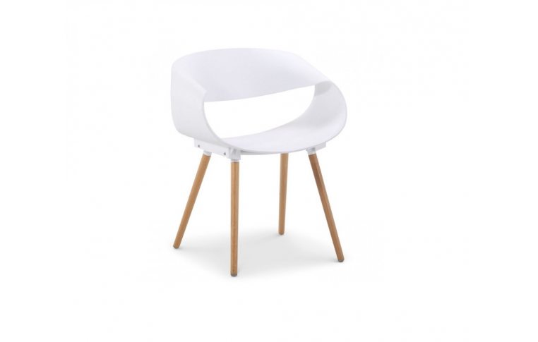 Кухонные стулья: купить Пластиковый стул с деревяными ножками белый Берта - 1
