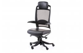 Кресло FULKRUM BLACK LEATHER, BLACK MESH - Офисные кресла